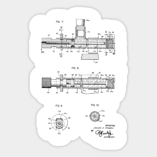 Apparatus for Applying a Getter Material Vintage Patent Drawing Sticker by TheYoungDesigns